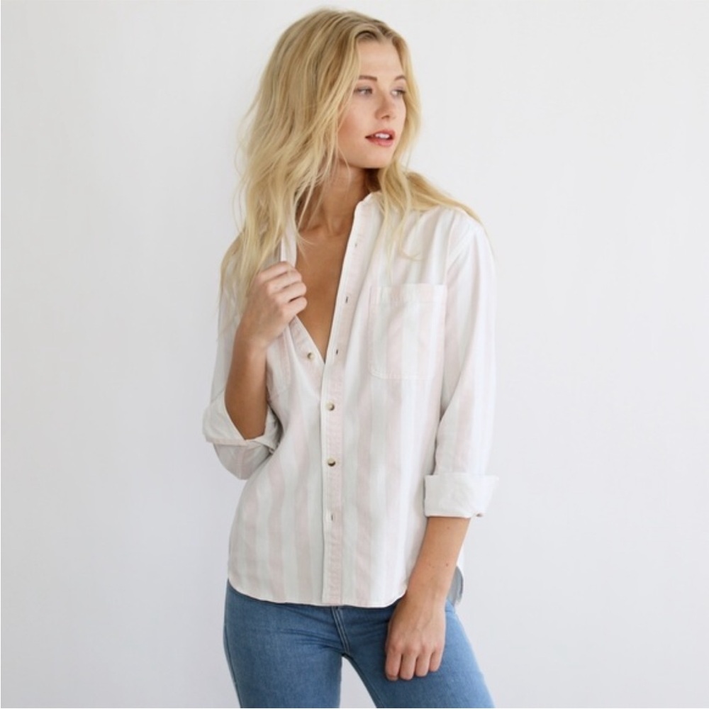 Rolla's Peach Stripe Shirt button down collared long sleeve size medium